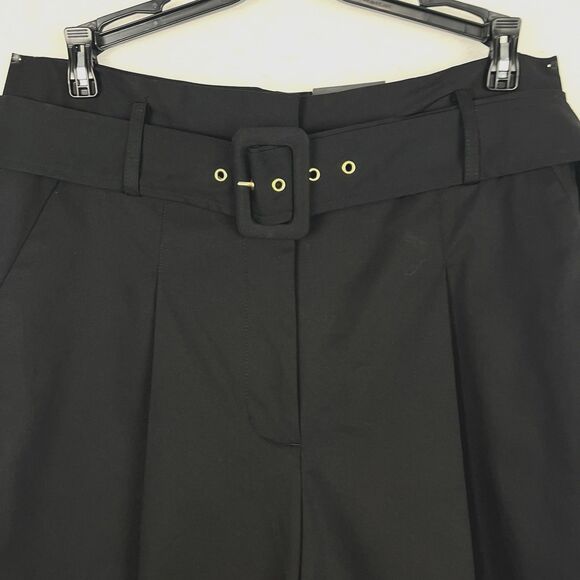 Worthington Black Trousers Slacks Womens SZ 10 Wide Leg Pleated High Rise Belted - Picture 4 of 7